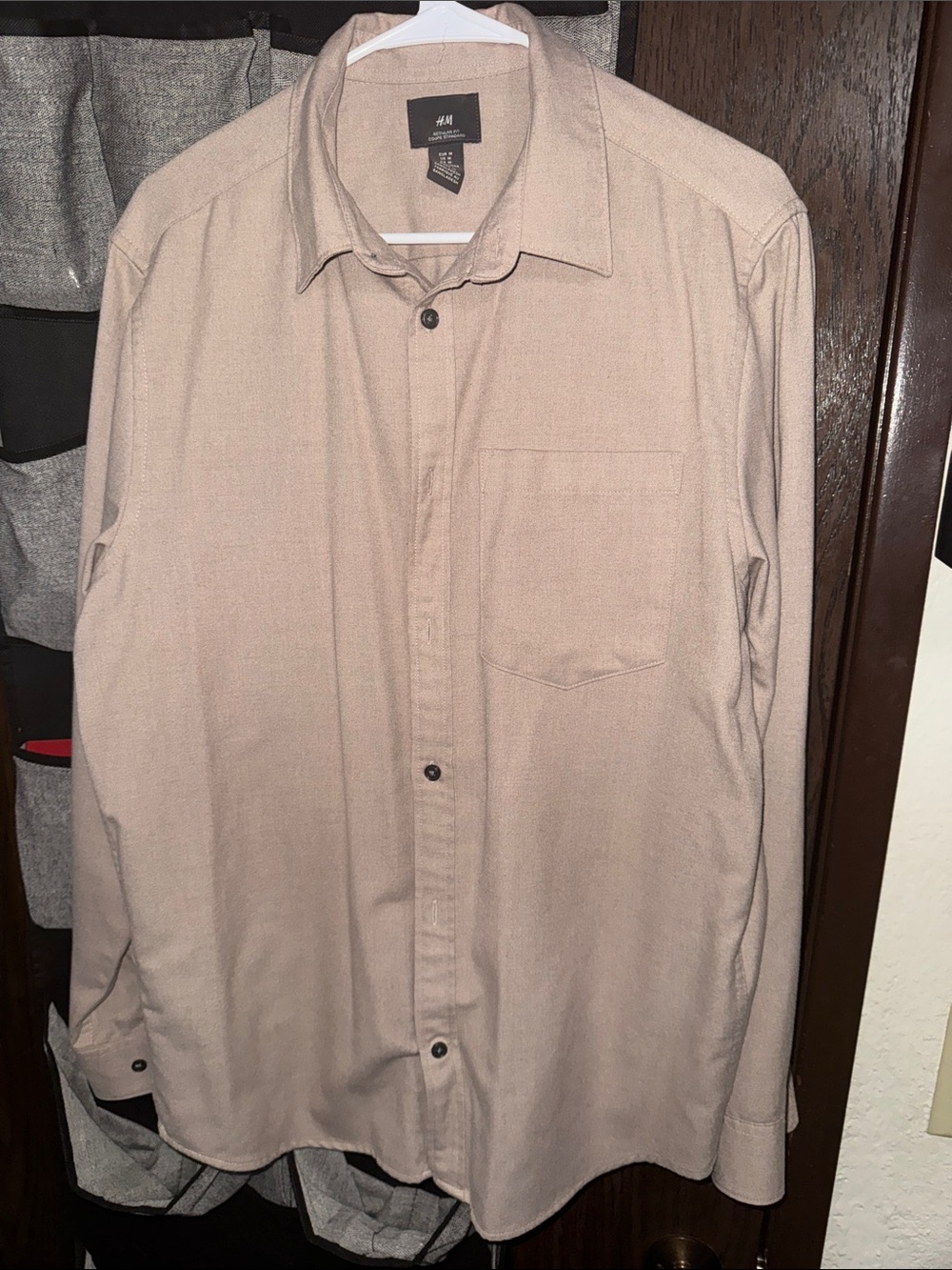 H&M Light Beige Men's Long-Sleeve Shirt